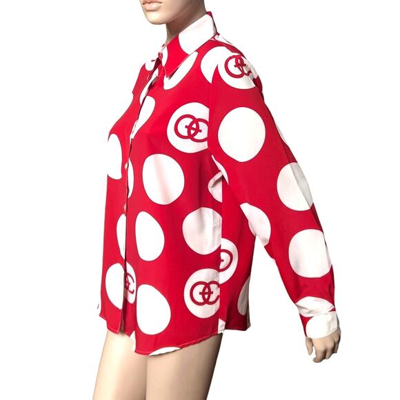 Vintage 80s Long Sleeves Blouse M Button Front Closure Polyester/ Rayon Blend - Picture 5 of 10